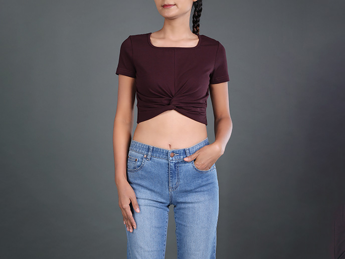 GH23364 Square Neck Crop Top Lady