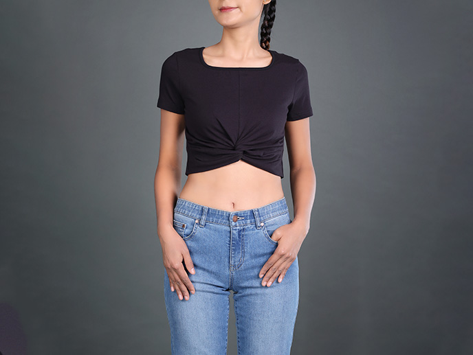 GH23364 Square Neck Crop Top Lady