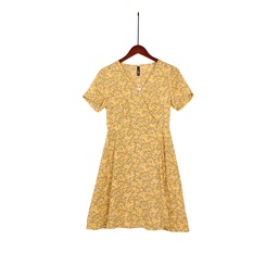 [XL213025] XL213025 Floral Chiffon Dress Lady