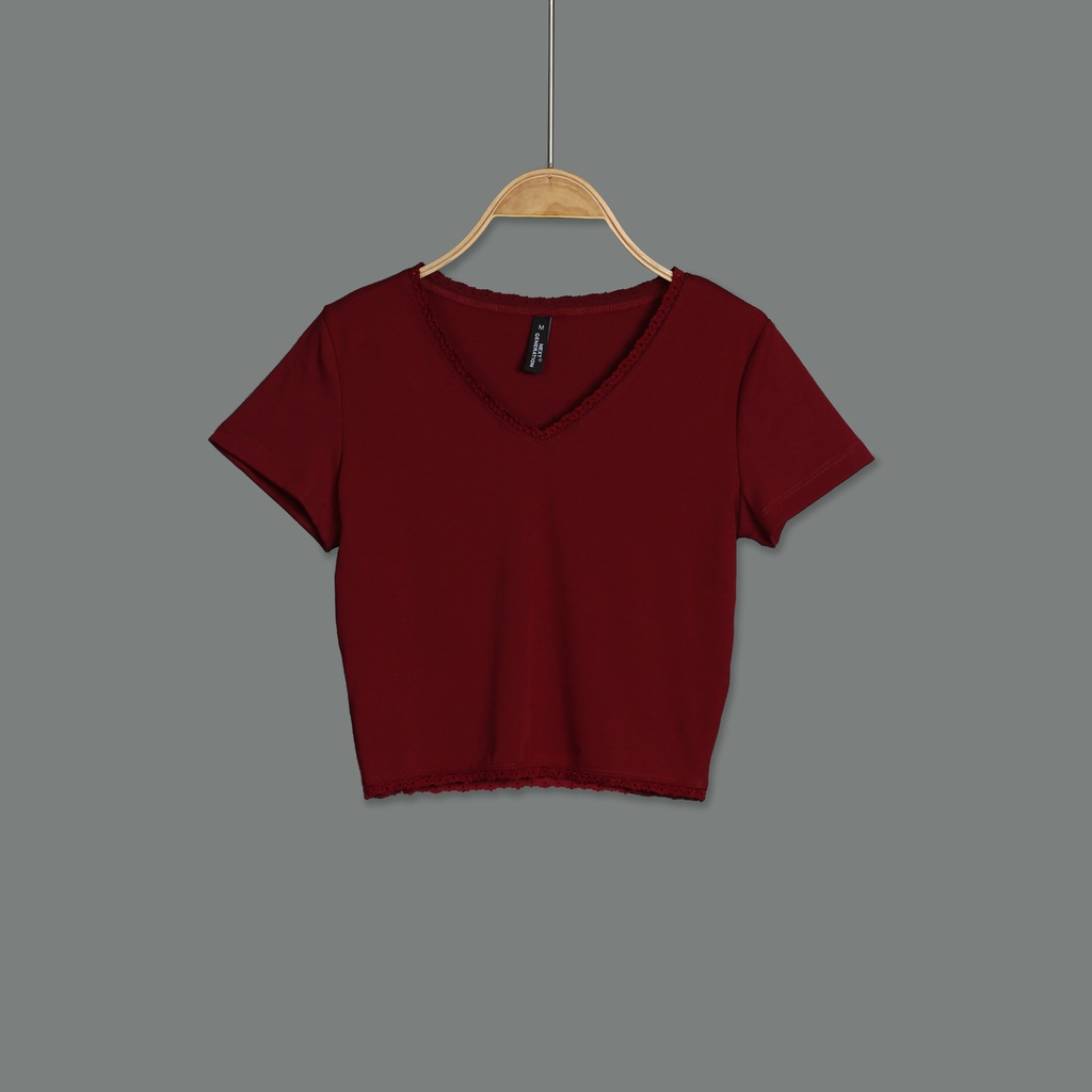 XH213227 V Neck Crop Top