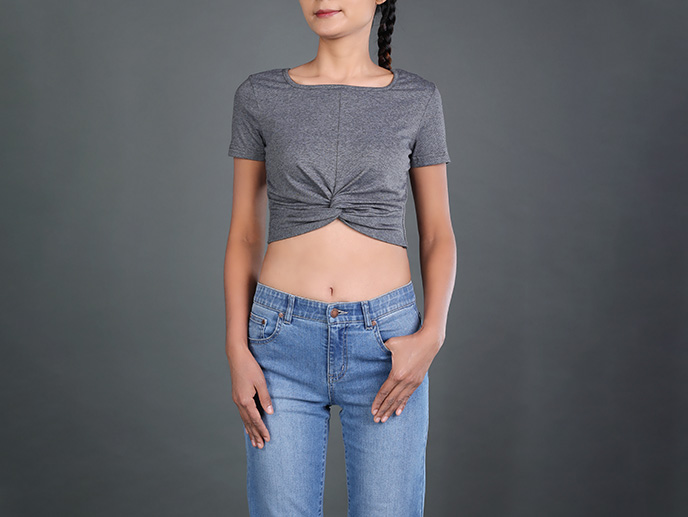 GH23364 Square Neck Crop Top Lady